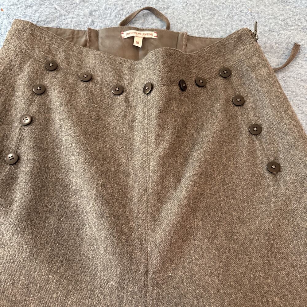 Frances Valentine Charcoal Wool Trousers Size 10 Sailor Button Lace Back